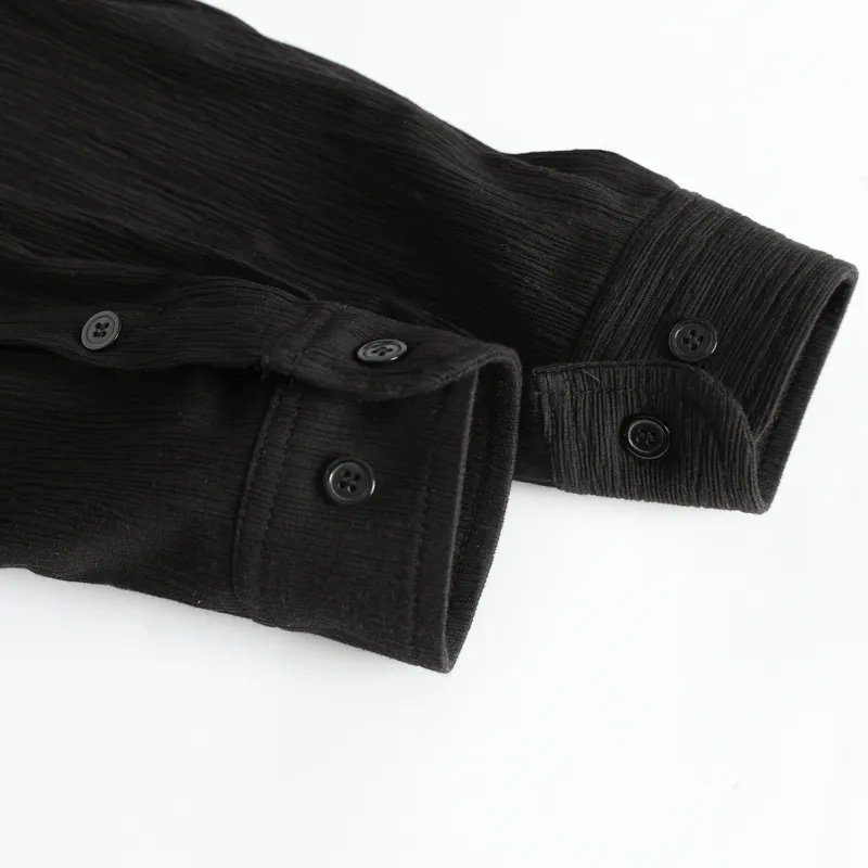 TAOP&ZA Men's 2024 Early Autumn New Fashion Black Retro Long Sleeve Small Pleated Shirt Jacket