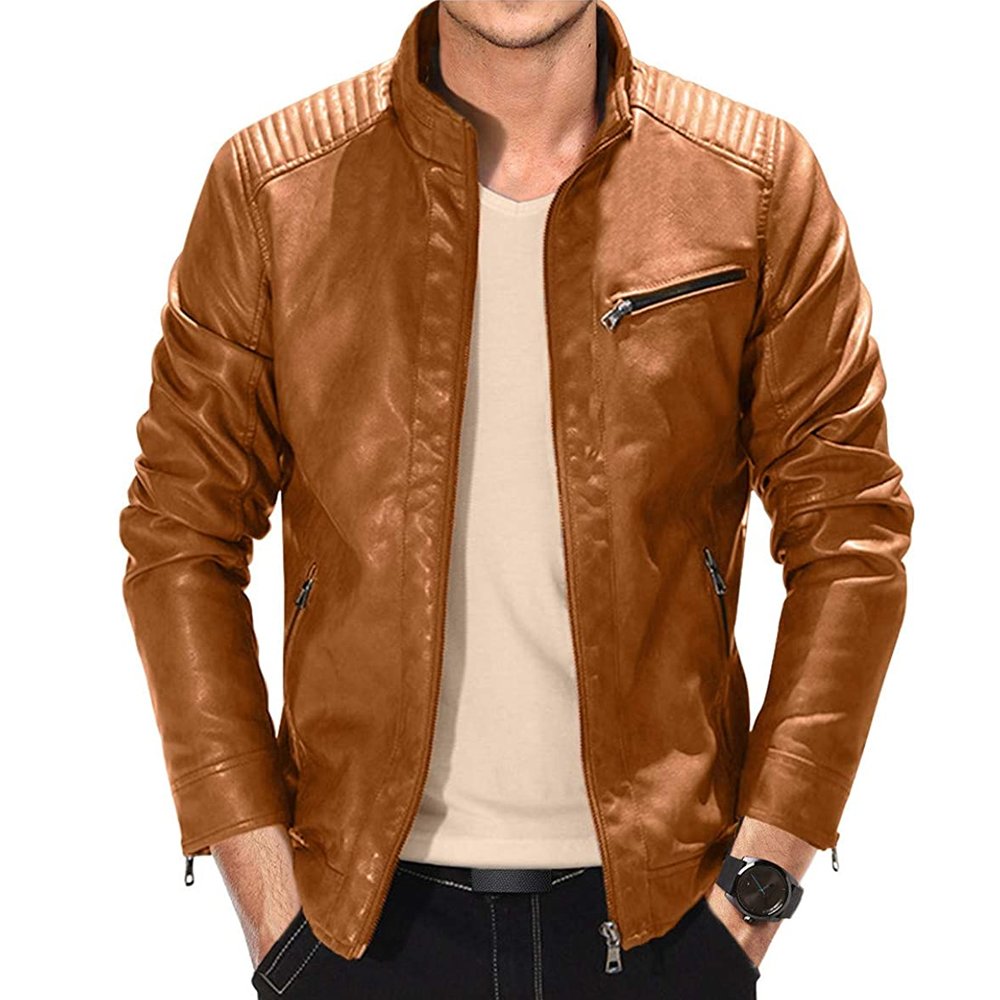 2024 New Fashion Designs Boys Classic Biker Jacket Motorcycle Pu Faux Leather Jacket For Men Jackets 2024