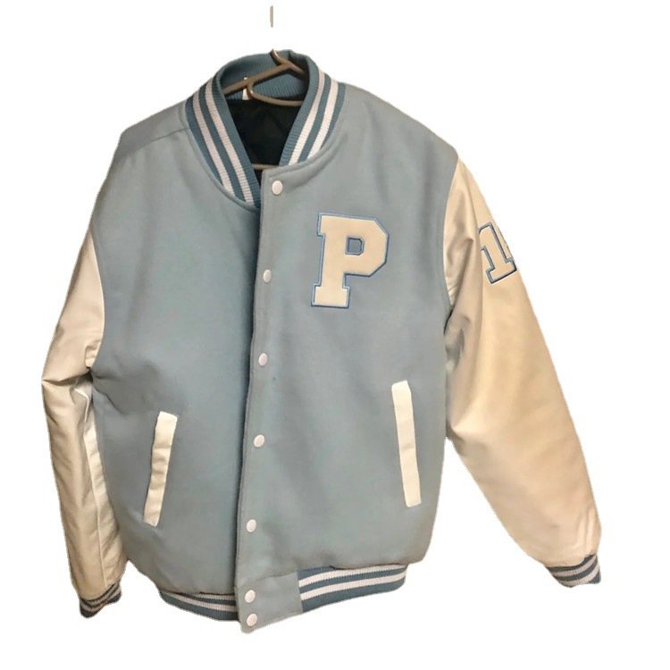 OEM custom chain chenille patch embroidery leather sleeve vintage baseball letterman varsity jacket for men men's jackets