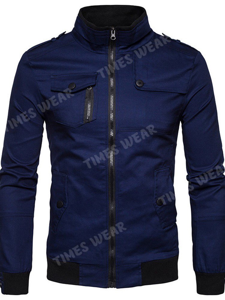 Men's Outdoor Fashion Jacket Stand Collar Zipper Color Block Fashion Men's Jacket