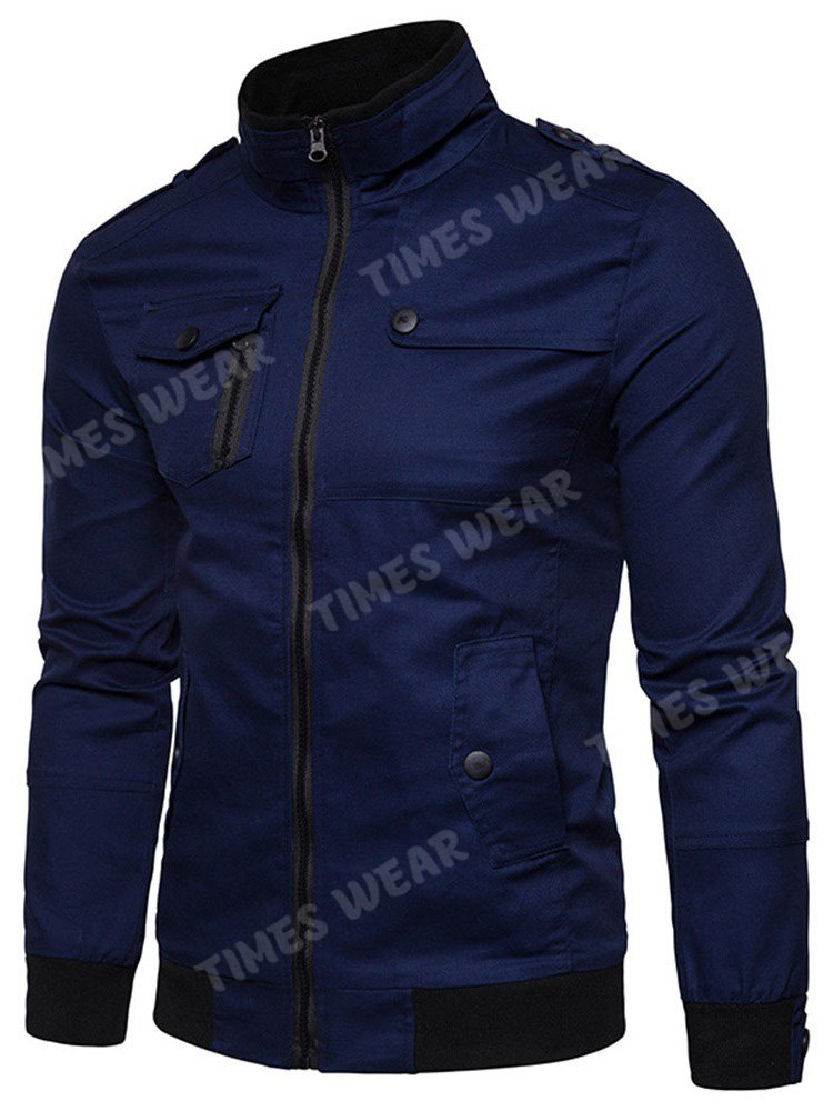 Men's Outdoor Fashion Jacket Stand Collar Zipper Color Block Fashion Men's Jacket