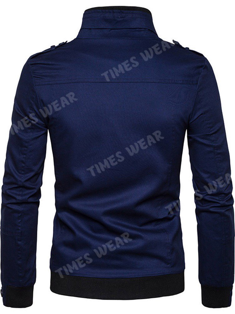 Men's Outdoor Fashion Jacket Stand Collar Zipper Color Block Fashion Men's Jacket