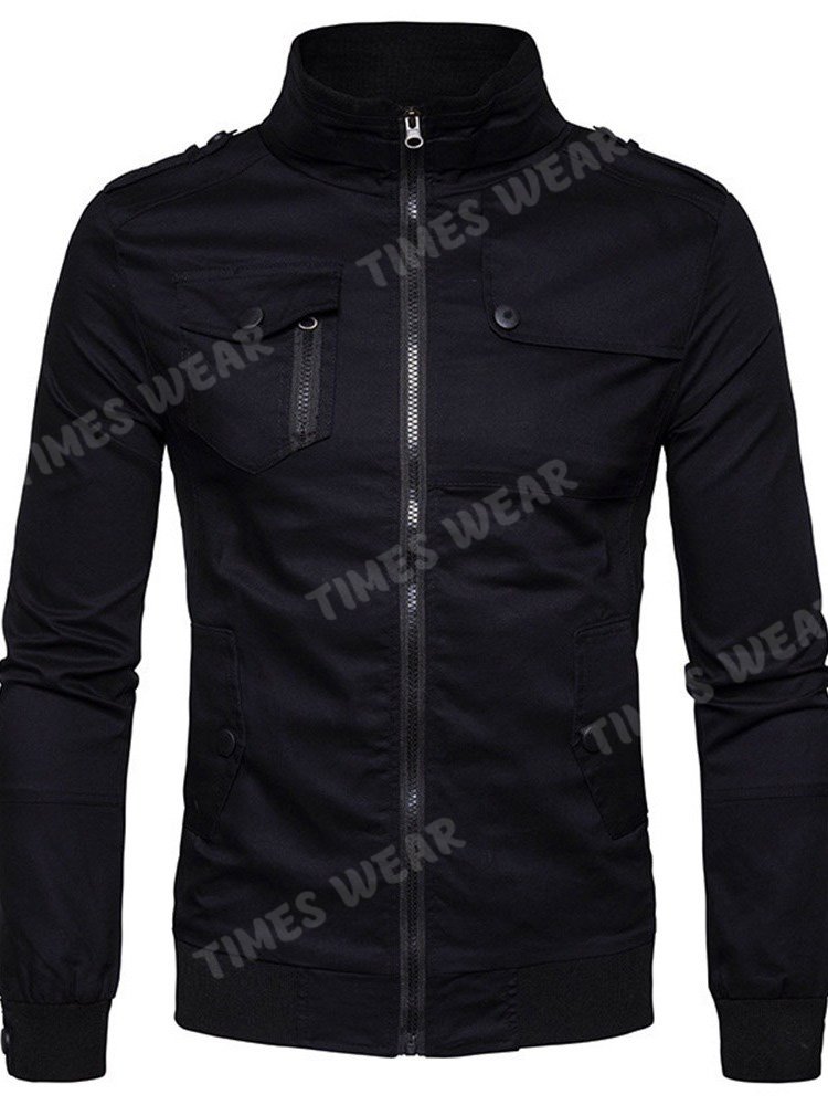 Men's Outdoor Fashion Jacket Stand Collar Zipper Color Block Fashion Men's Jacket