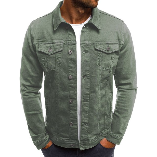 #ZUS-DJ-1004 New Trend Hot Sale Towel Embroidery Point Collar Front Button White Denim jeans jacket For Men's