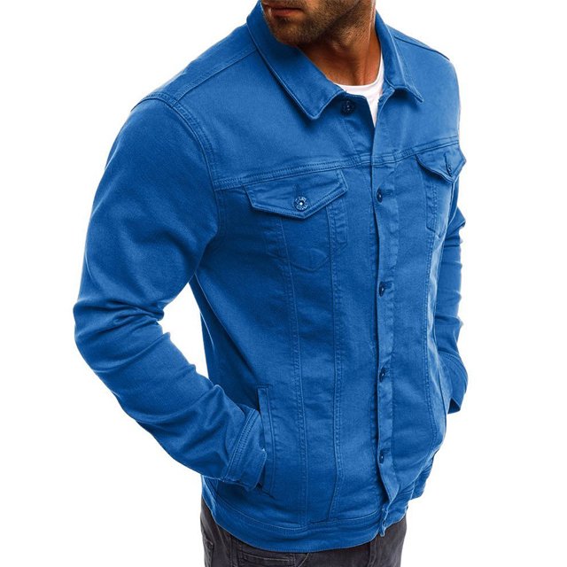 #ZUS-DJ-1004 New Trend Hot Sale Towel Embroidery Point Collar Front Button White Denim jeans jacket For Men's