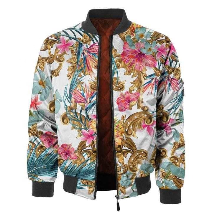 Wholesale Plus Size Men Waterproof Windbreaker Jacket Custom Sublimation All Over Printed Men's Winter Bomber Jackets