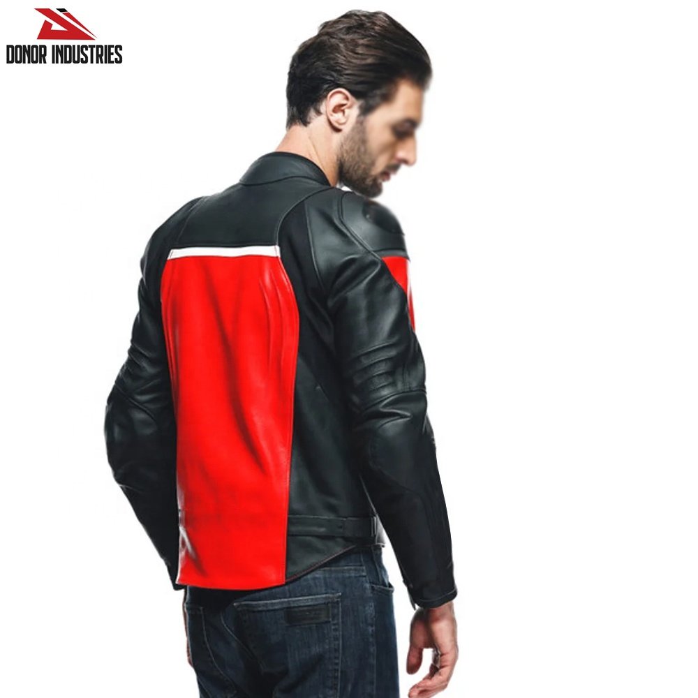Men's Fashion Motorbike Real Leather Softshell Jacket Black Biker Racing Water Resistant Riding Jacket By DONOR INDS