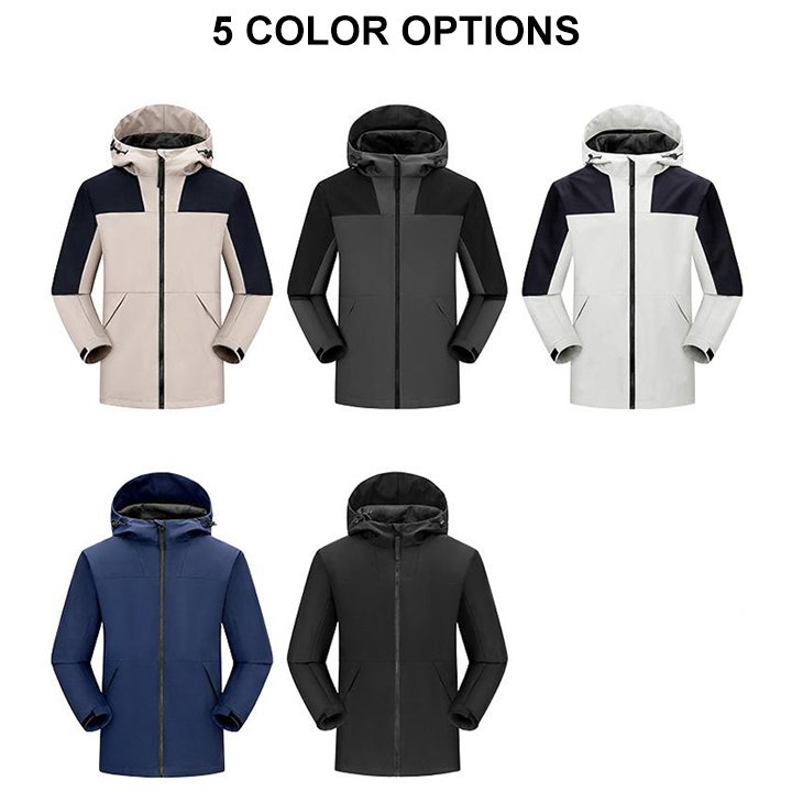 Plus Size Outdoor Hiking Camping Fishing Windproof Waterproof Hoodie Jacket with Zipper Closure Spring and Autumn Jacket