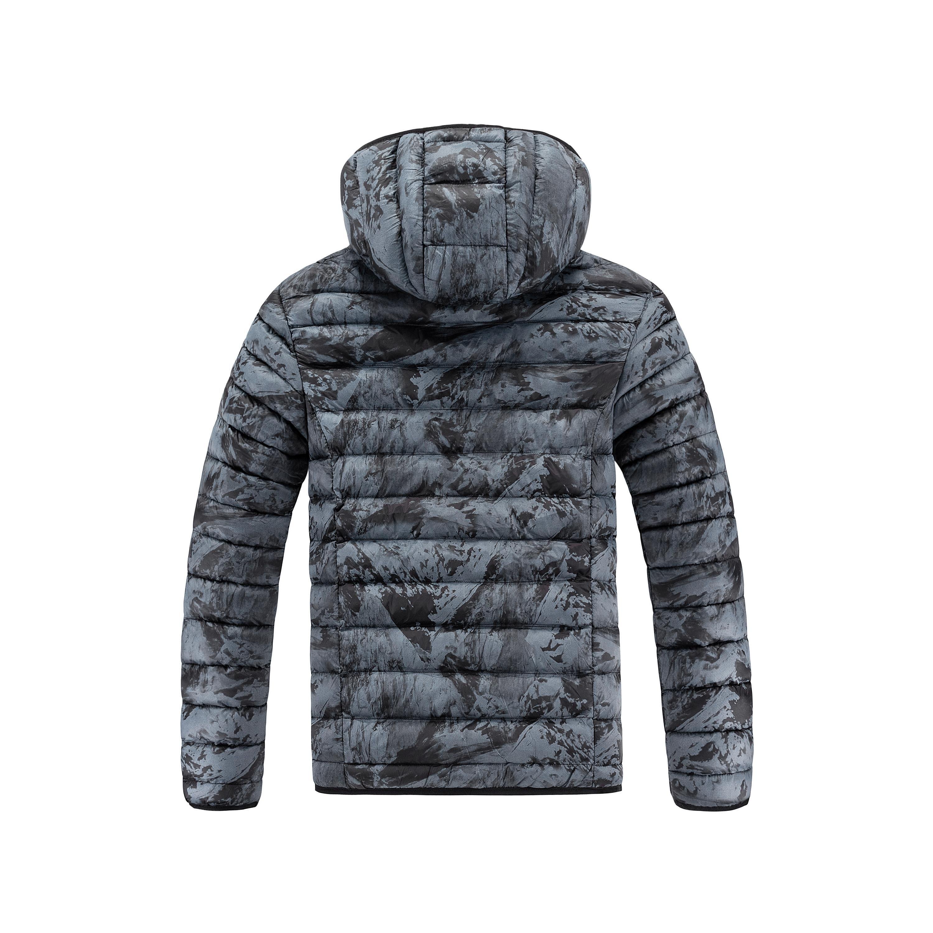 Custom Warm Winter Hooded Jacket Windproof High Quality Digital Printed Outdoor Coat Quilted Cotton Padded Puffer Jacket For Men