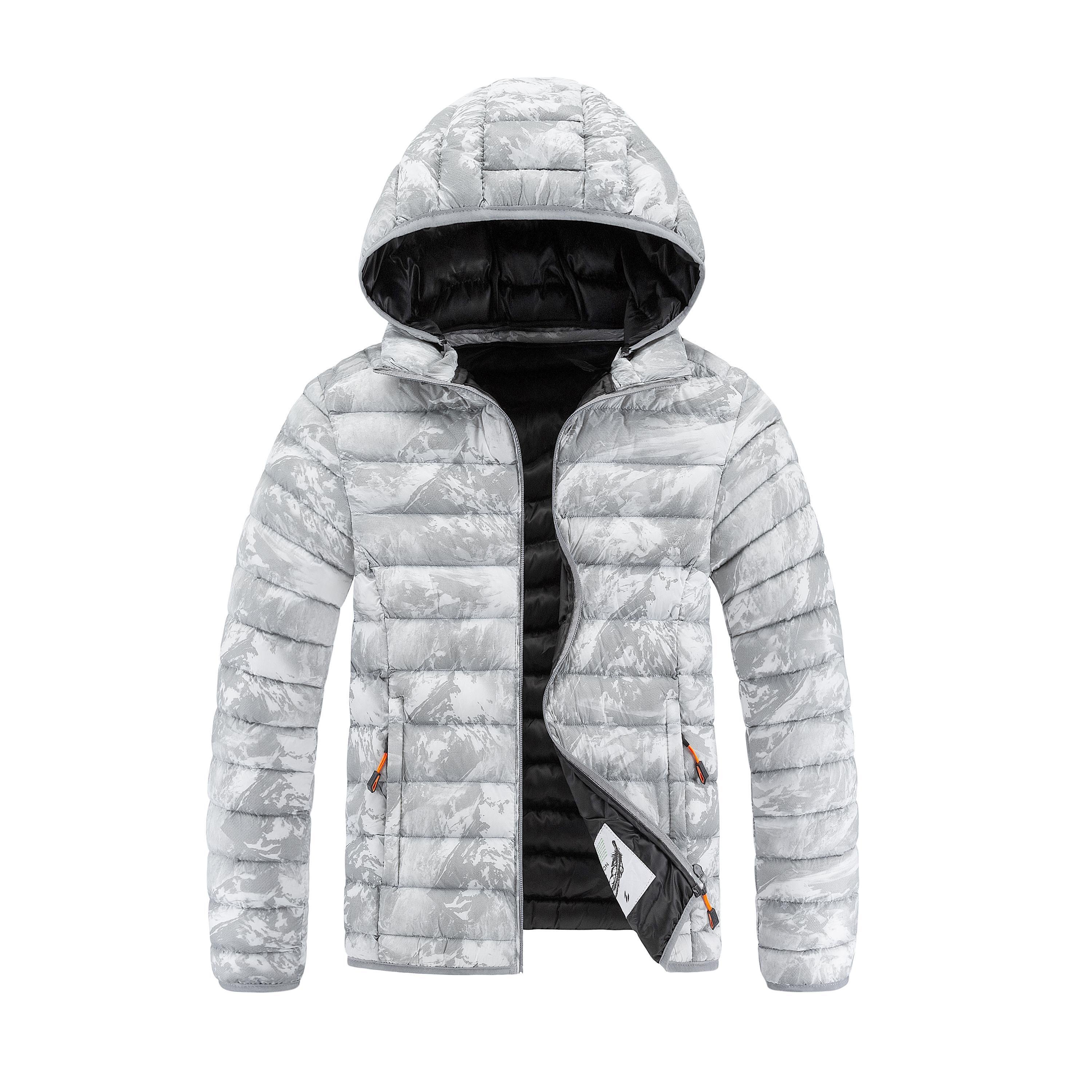 Custom Warm Winter Hooded Jacket Windproof High Quality Digital Printed Outdoor Coat Quilted Cotton Padded Puffer Jacket For Men