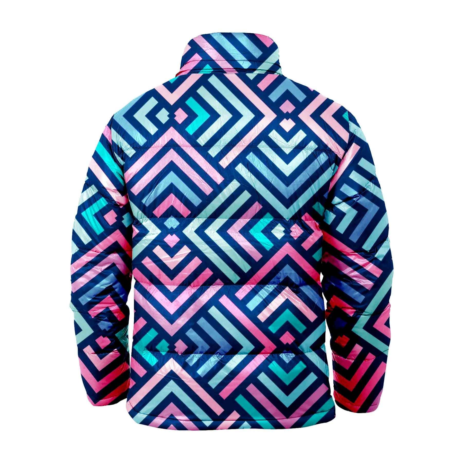 OEM Custom Men Padded Coats Bubble Puffer Flower Printed Jacket Coat Warm Quilted Winter Men Jacket Shiny Men's Winter Jacket
