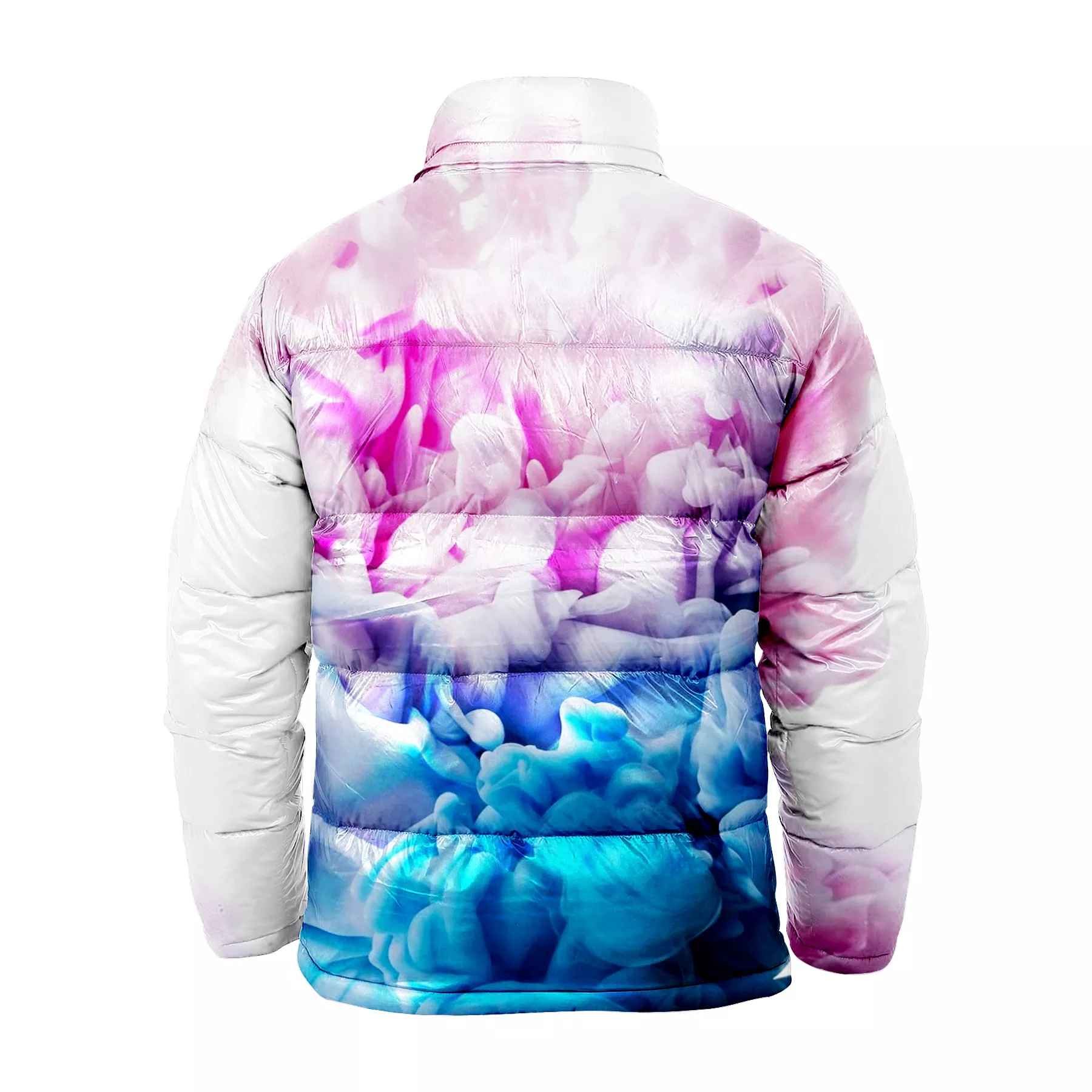 OEM Custom Men Padded Coats Bubble Puffer Flower Printed Jacket Coat Warm Quilted Winter Men Jacket Shiny Men's Winter Jacket