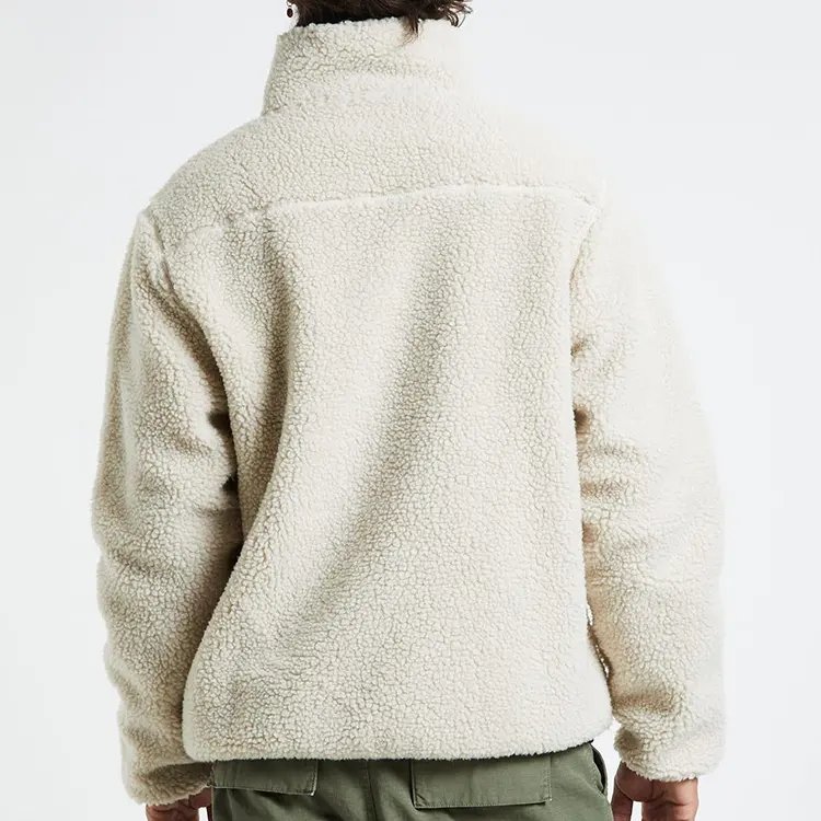Blank Wholesale Sherpa Wool Jacket With Hood Fleece Zip Up Jacket Custom Sherpa Fleece Jacket Men