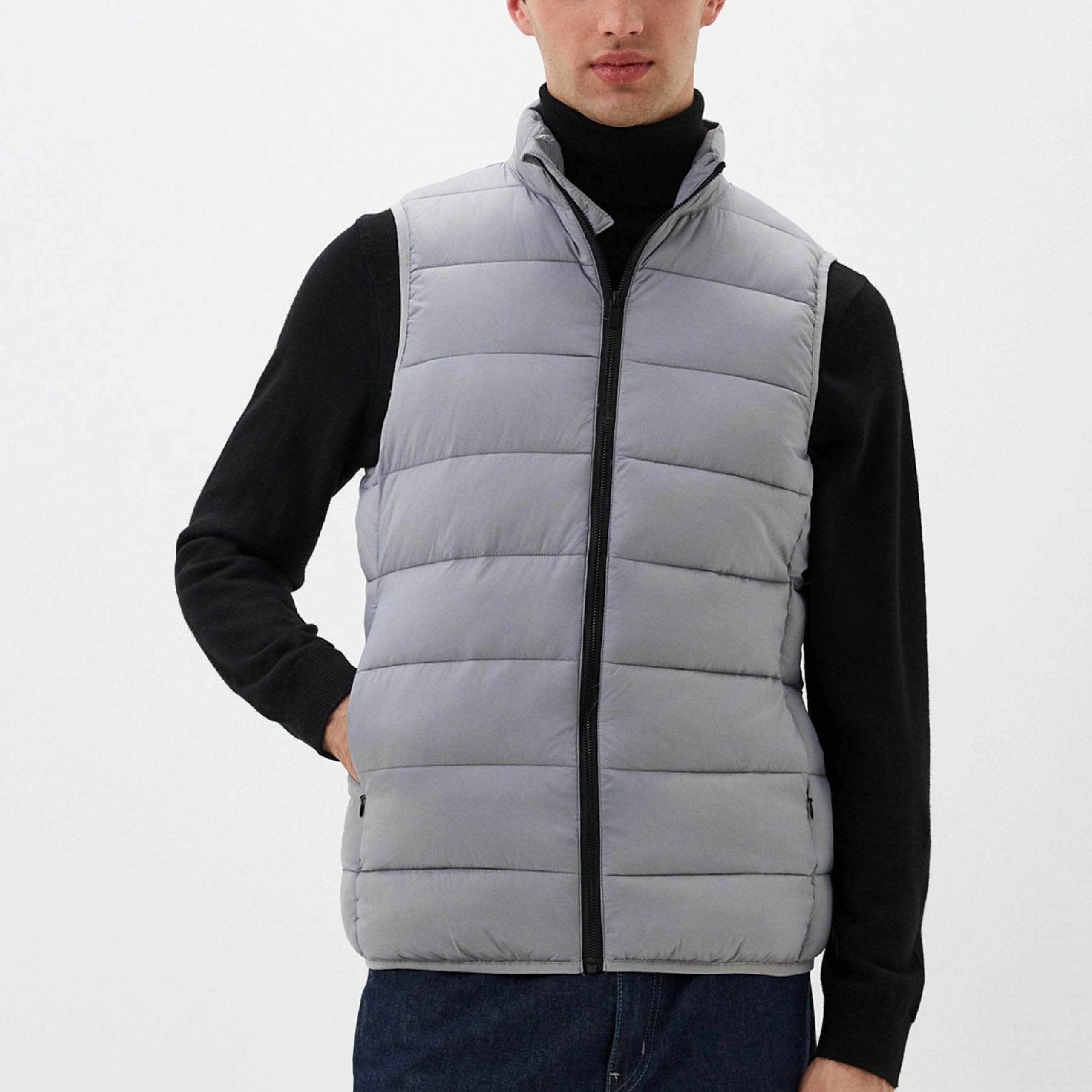 High Quality Men's Solid Color Waterproof Stand Collar Sleeveless Down Puffer Vest Warm Thick Jacket Vest