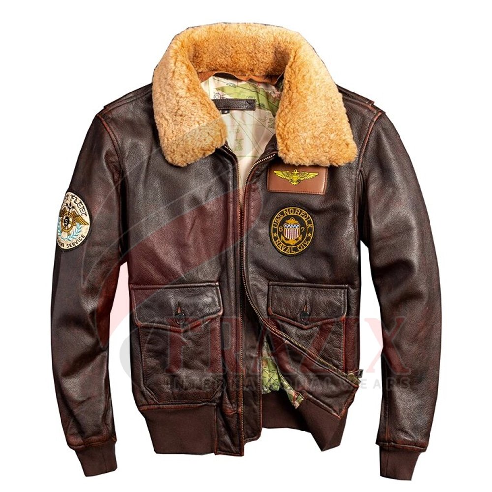 OEM Custom Outdoor Leather Fabric Plus Size Mens Jackets with Pockets And Patches