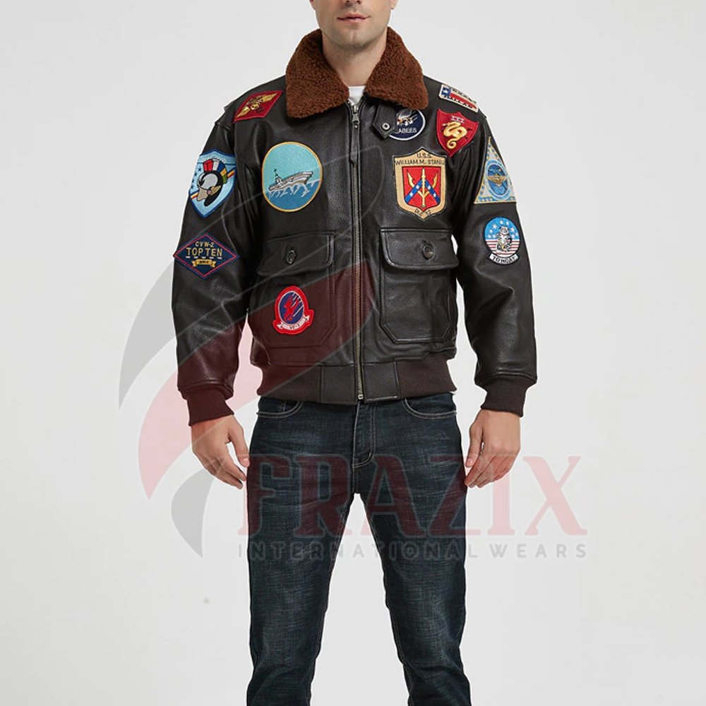OEM Custom Outdoor Leather Fabric Plus Size Mens Jackets with Pockets And Patches