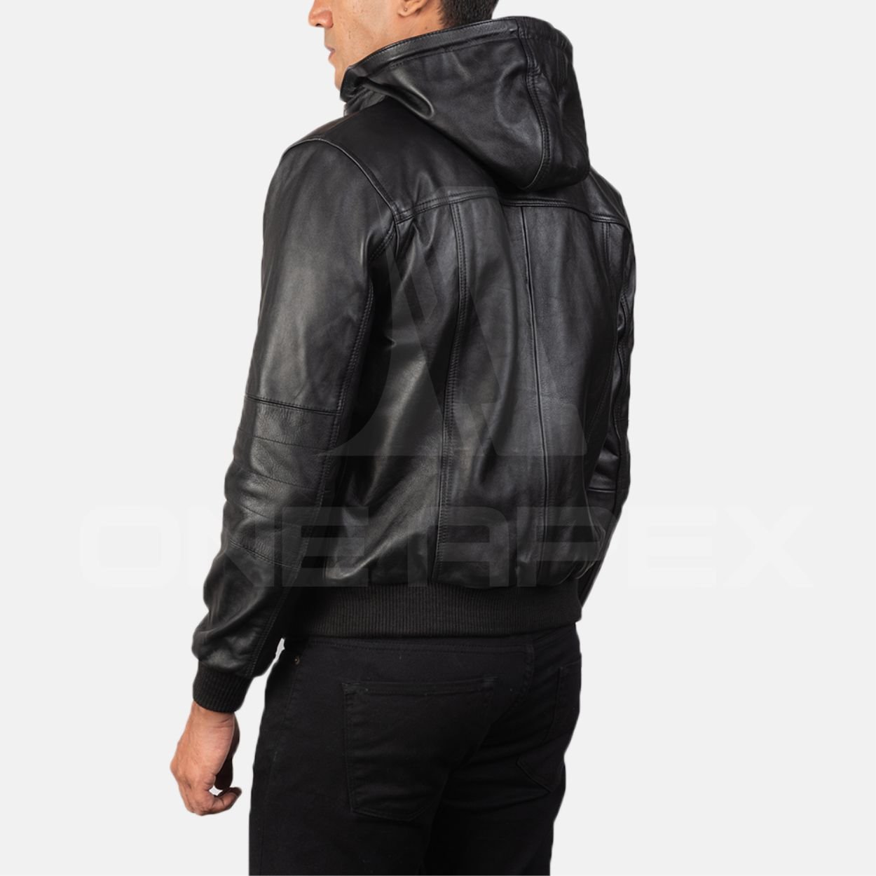 Wholesale Men's Racer Motorcycle Leather Jacket Original Hooded Coat in Black Brown Fashionable Long Winter Clothing
