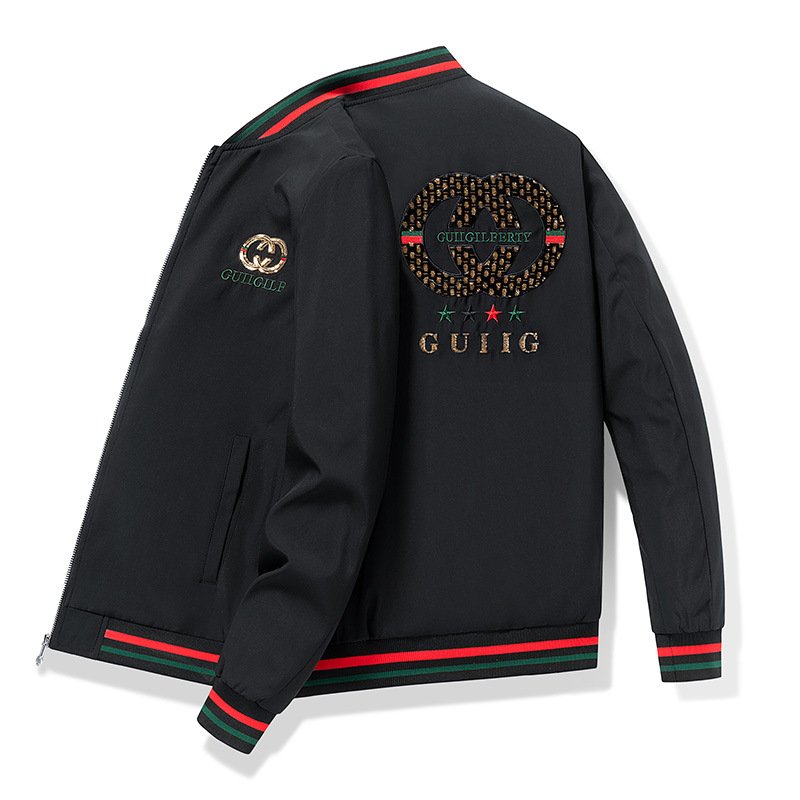 Autumn new embroidered sequins jacket men's jacket youth European goods brand loose baseball collar men's top