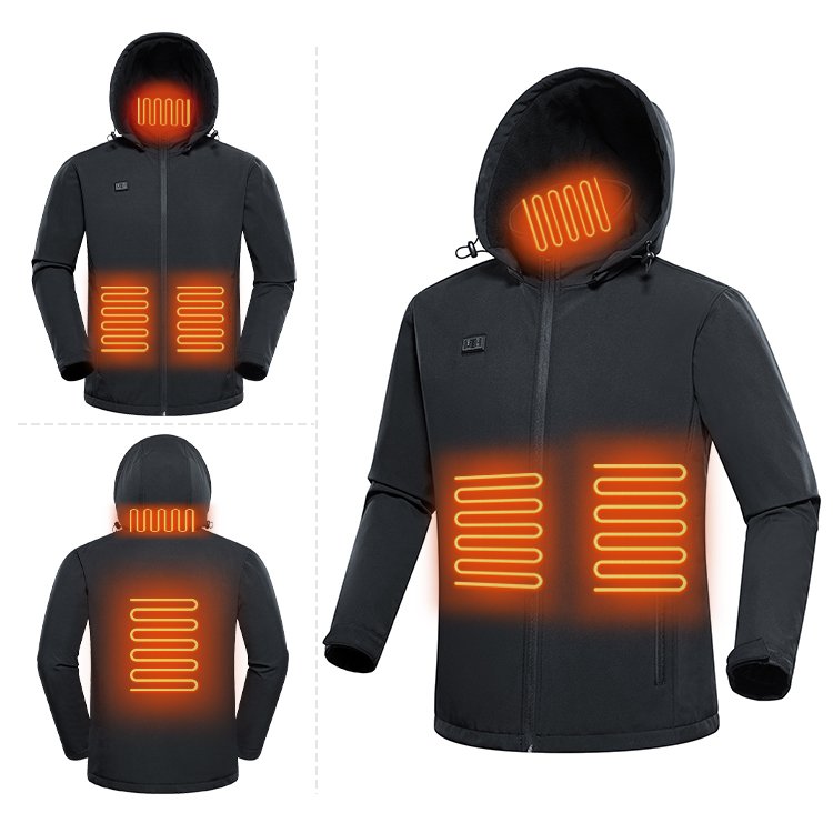 5V cellphone power bank heated Soft shell battery operated clothing hood heated jacket clothes body warmer men's wear for winter