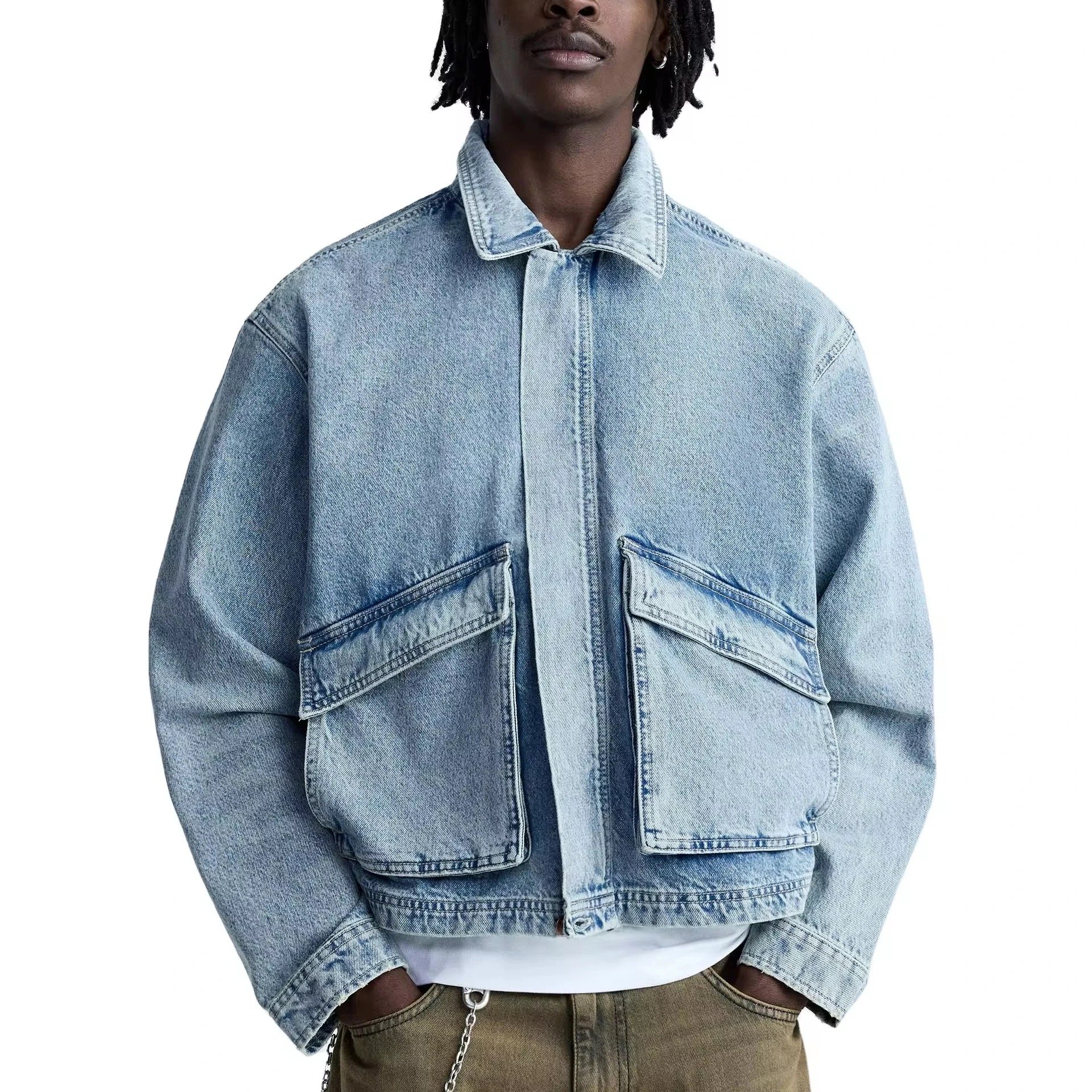 Wholesale Custom Fashion Men's Denim Jacket Fade Effect Denim Cotton Vintage Wash For Autumn