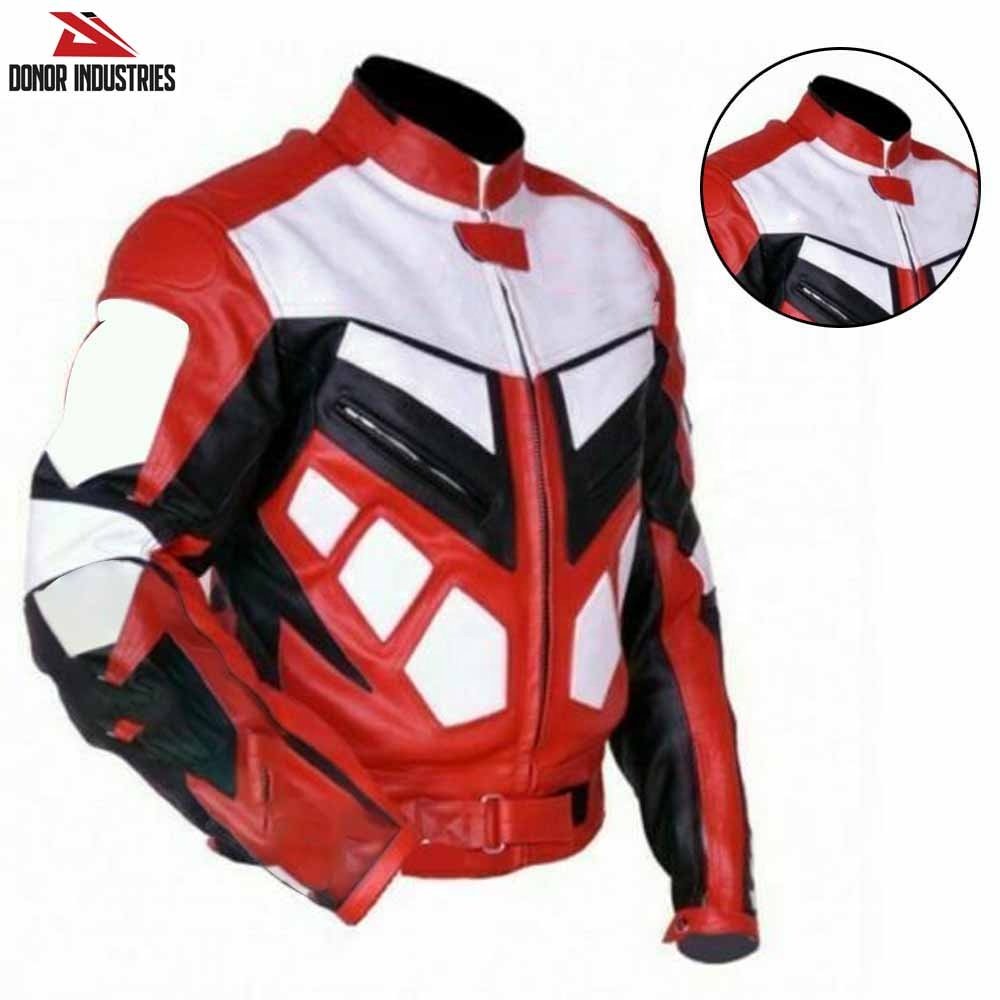 Men Motorbike Genuine Leather Moto Motorcycle with CE Armor Protection Biker Riding Jacket By DONOR IND