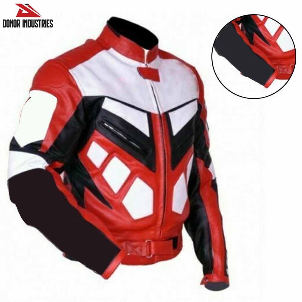 Men Motorbike Genuine Leather Moto Motorcycle with CE Armor Protection Biker Riding Jacket By DONOR IND
