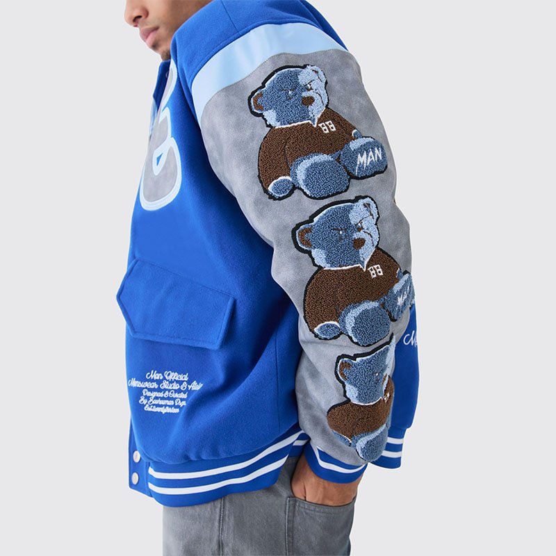 Mens wear clothing varsity letterman jacket embroidery fleece causal varsity baseball bomber letter jacket