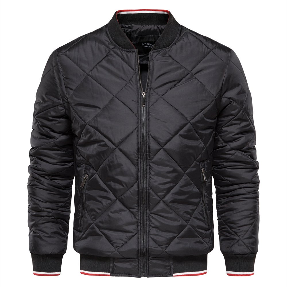 2024 New Winter Stand-Up Collar Solid Color Casual Jacket Coat Zipper Cotton Clothes Men Clothing