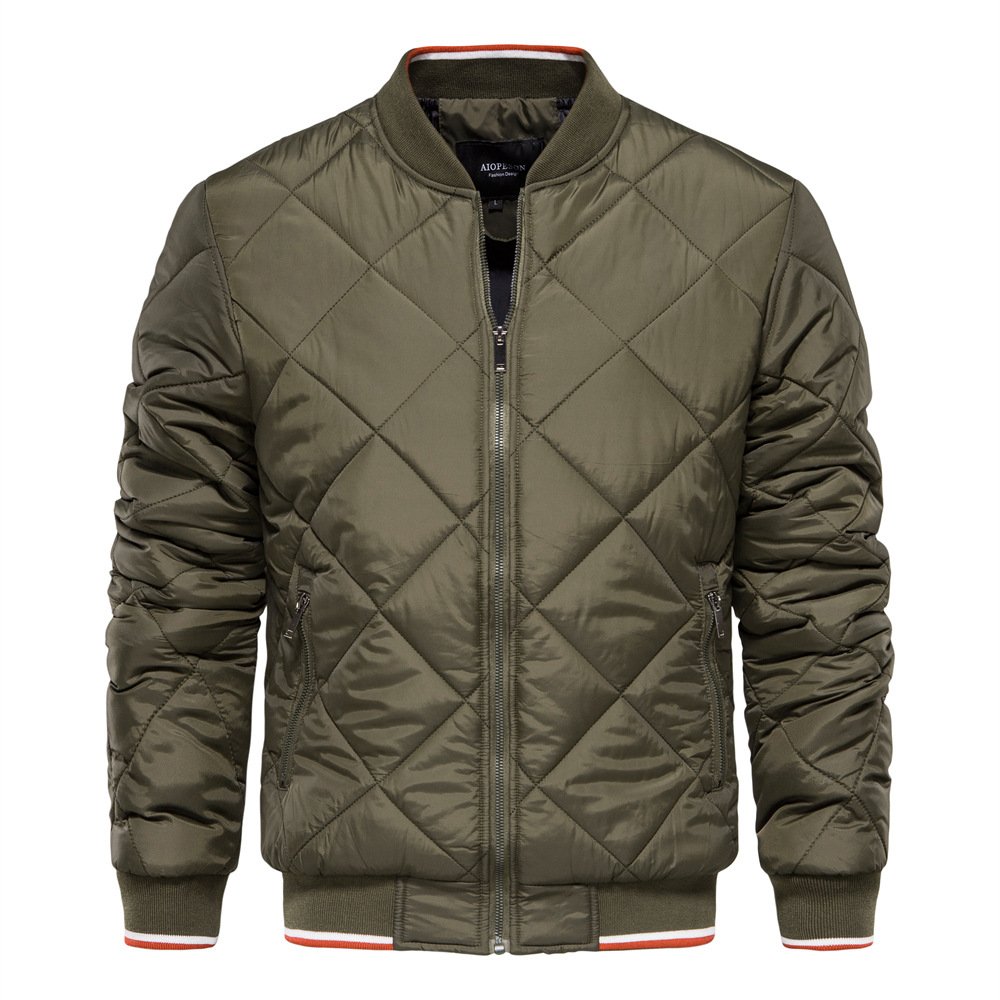 2024 New Winter Stand-Up Collar Solid Color Casual Jacket Coat Zipper Cotton Clothes Men Clothing