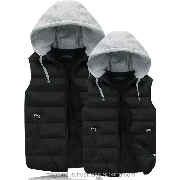 OEM ODM Wholesale Manufacturer Puffer Jackets European Size Men's Sleeveless Zip Up Winter Puffer Vest Jackets