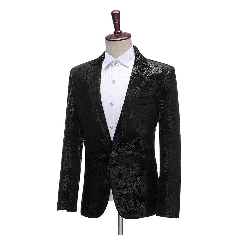 Men's Jacquard Velvet Blazer Single Breasted Men Jacket Plus Size Boutique Suit Feast Evening Party Dress