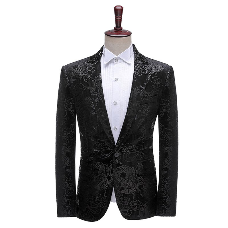 Men's Jacquard Velvet Blazer Single Breasted Men Jacket Plus Size Boutique Suit Feast Evening Party Dress