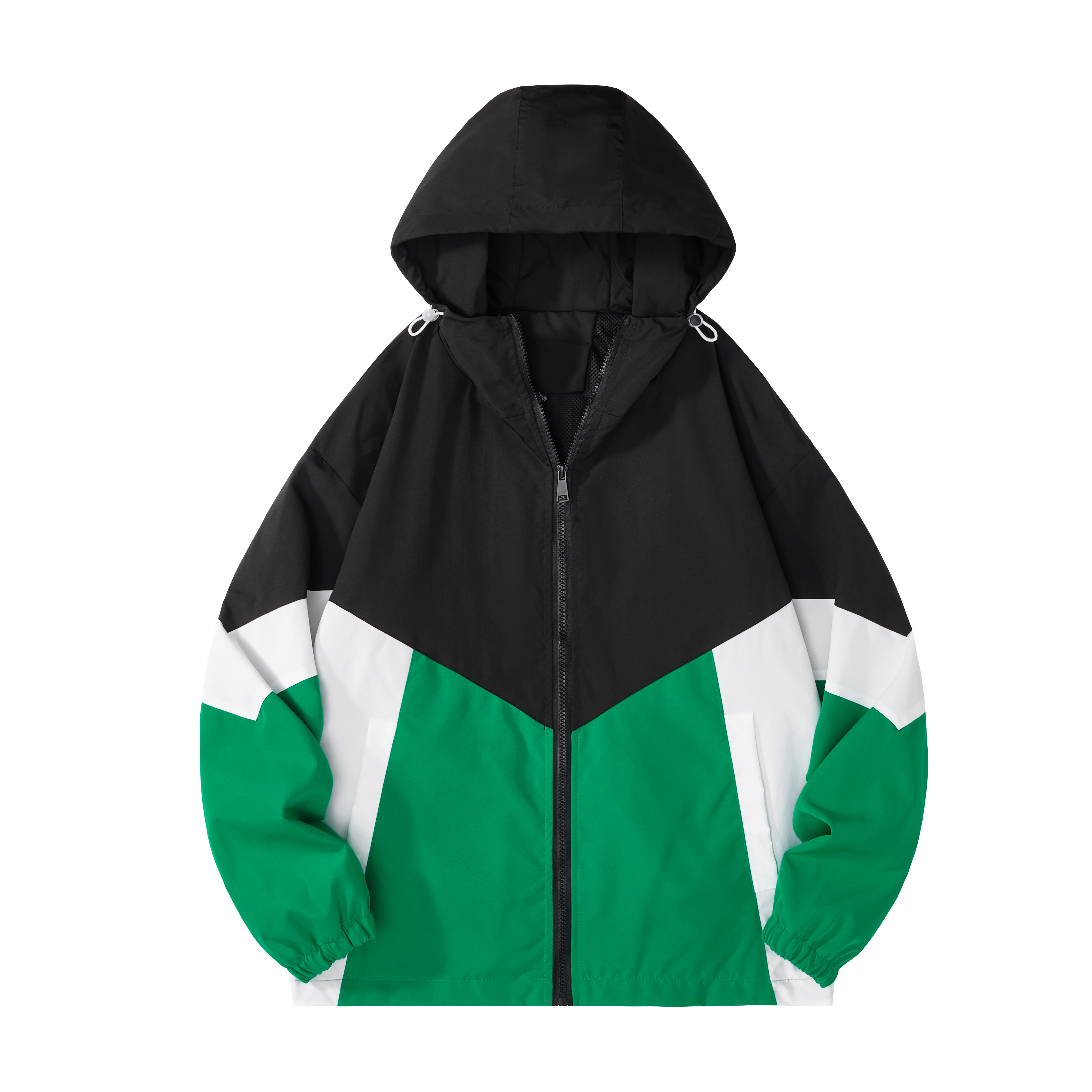 Lightweight Patchwork Windbreaker Jacket Breathable Woven Fabric Zipper Pocket Decoration High Dyed Spring Casual Jacket For Men