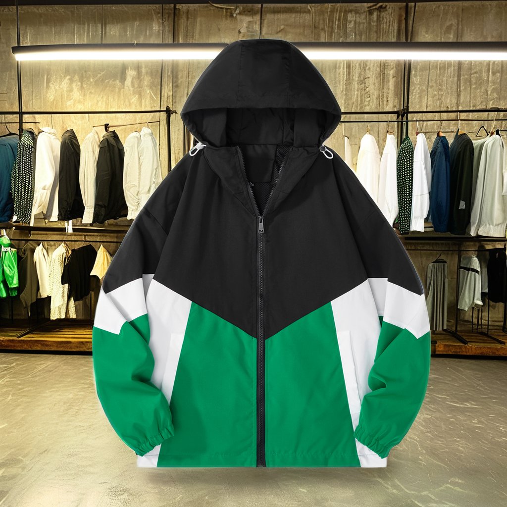 Lightweight Patchwork Windbreaker Jacket Breathable Woven Fabric Zipper Pocket Decoration High Dyed Spring Casual Jacket For Men