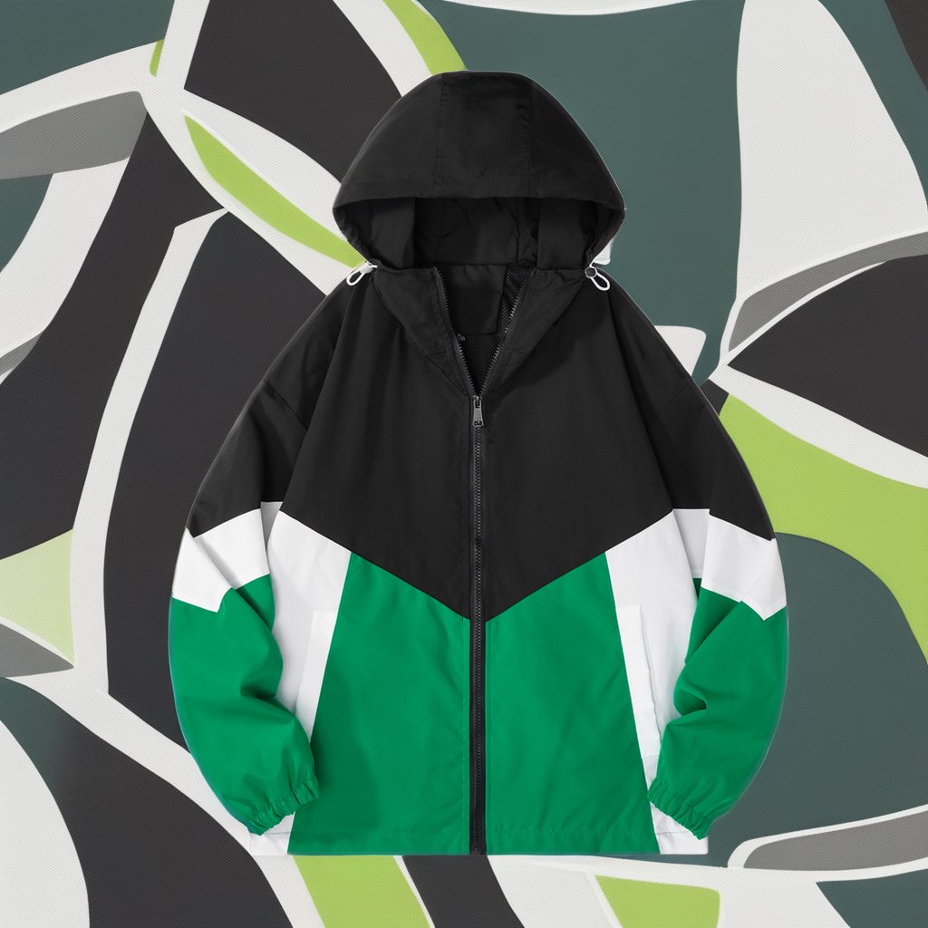 Lightweight Patchwork Windbreaker Jacket Breathable Woven Fabric Zipper Pocket Decoration High Dyed Spring Casual Jacket For Men