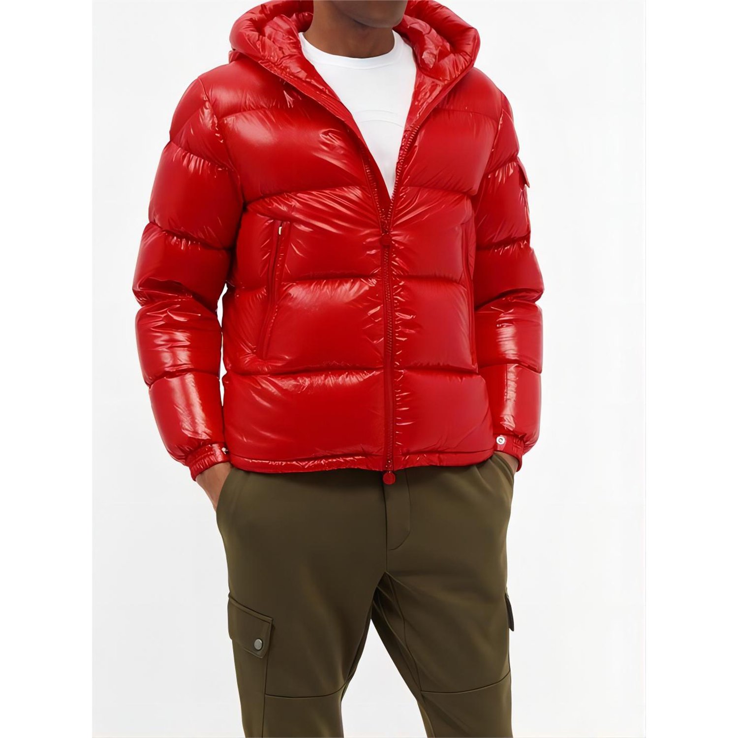Men's Custom Shiny Puffer Jacket Men's Puffer with Hooded Heavy Designer High Quality Coat Winter Bubble Jacket