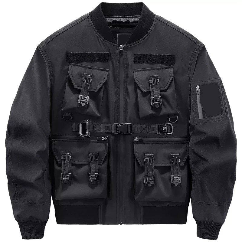 OEM high quality Fashion Flight Bomber Jacket Multiple Pockets decoration Cargo Coat Workwear jacket for men