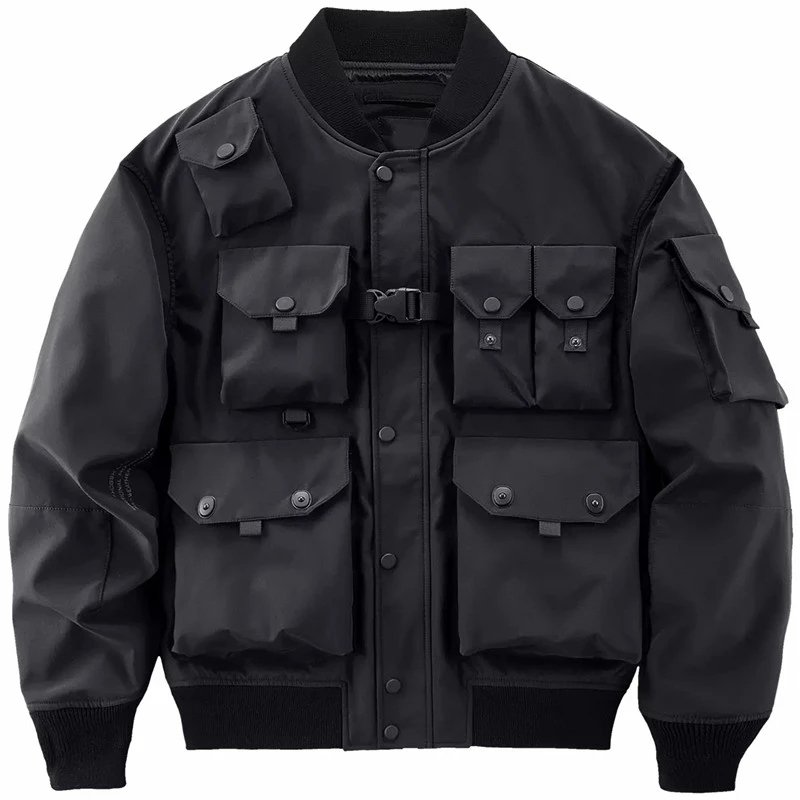 OEM high quality Fashion Flight Bomber Jacket Multiple Pockets decoration Cargo Coat Workwear jacket for men