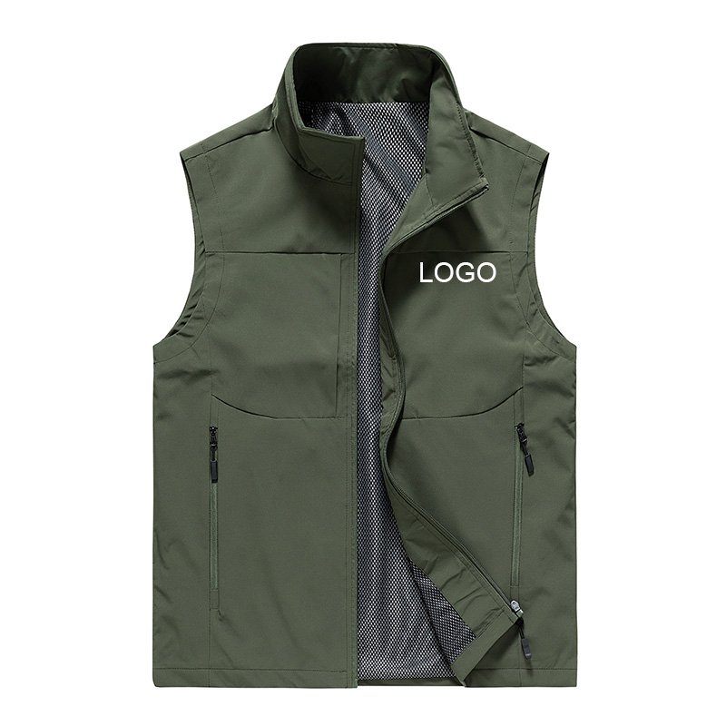 Man latest fashion waistcoat ivory colour men's jacket cargo multipocket vest women's zipper fishing women vests & waistcoats
