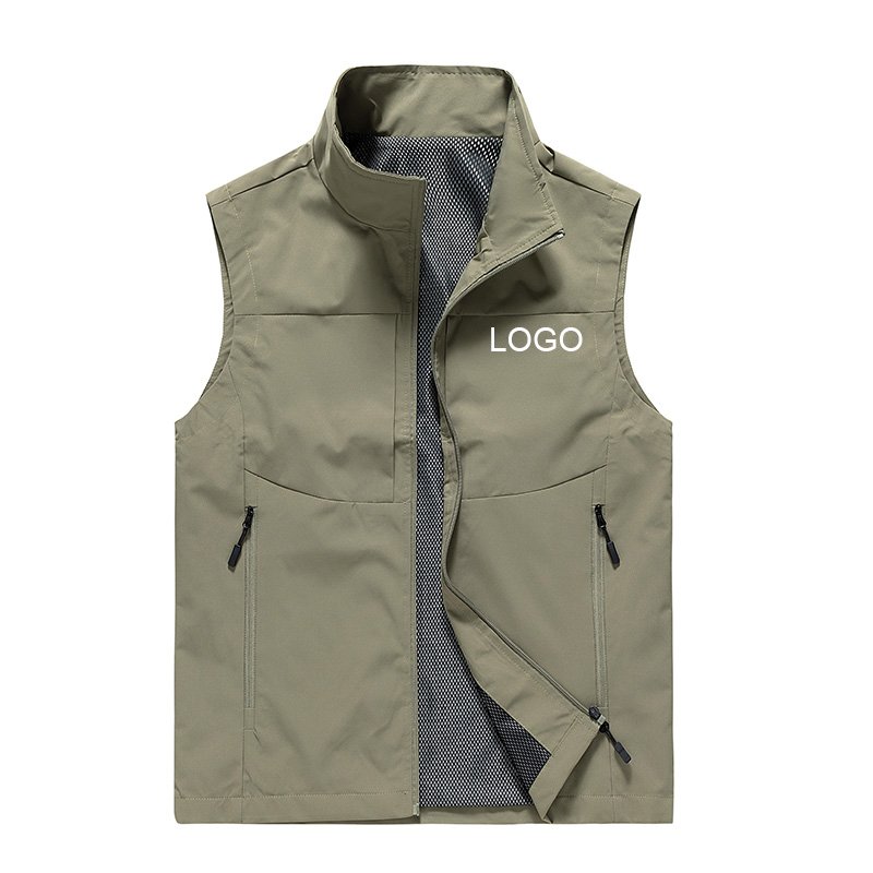 Man latest fashion waistcoat ivory colour men's jacket cargo multipocket vest women's zipper fishing women vests & waistcoats