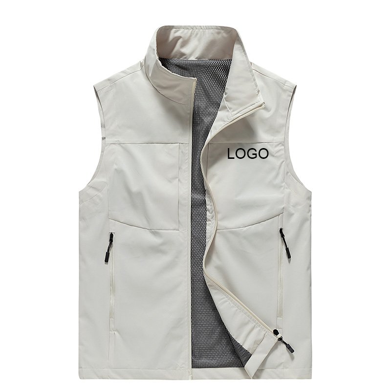 Man latest fashion waistcoat ivory colour men's jacket cargo multipocket vest women's zipper fishing women vests & waistcoats