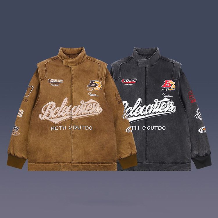 High quality retro design sense motorcycle jacket cotton jacket men's winter street loose and thickened jacket