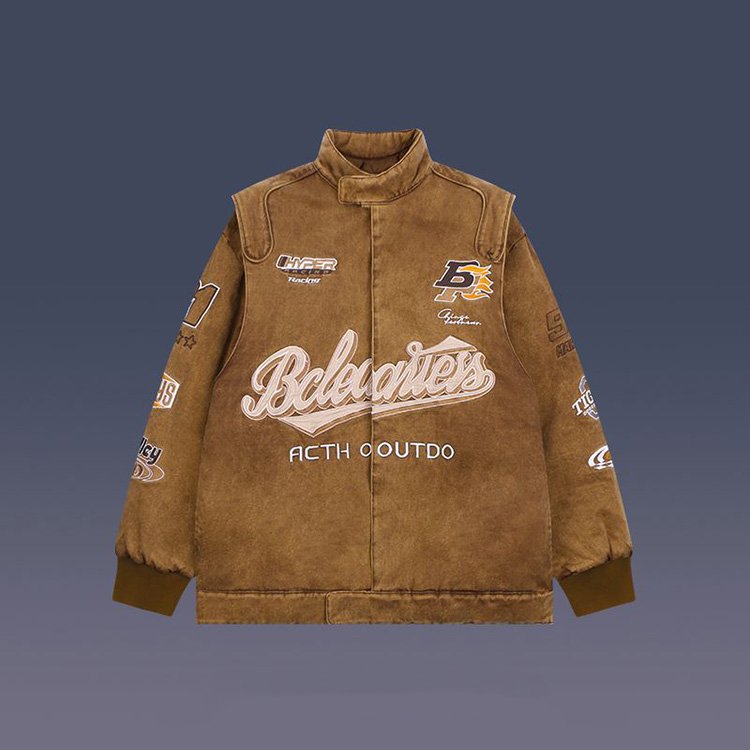 High quality retro design sense motorcycle jacket cotton jacket men's winter street loose and thickened jacket