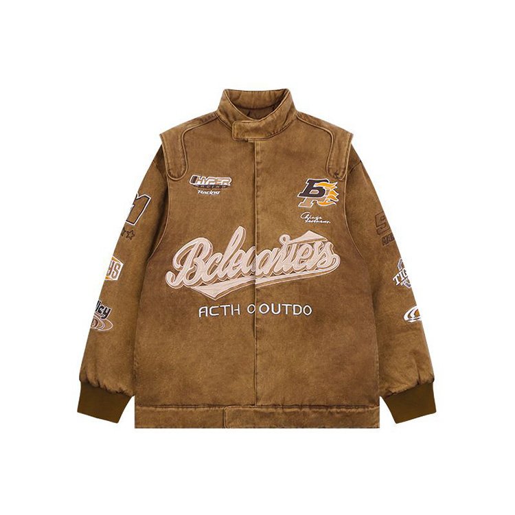High quality retro design sense motorcycle jacket cotton jacket men's winter street loose and thickened jacket