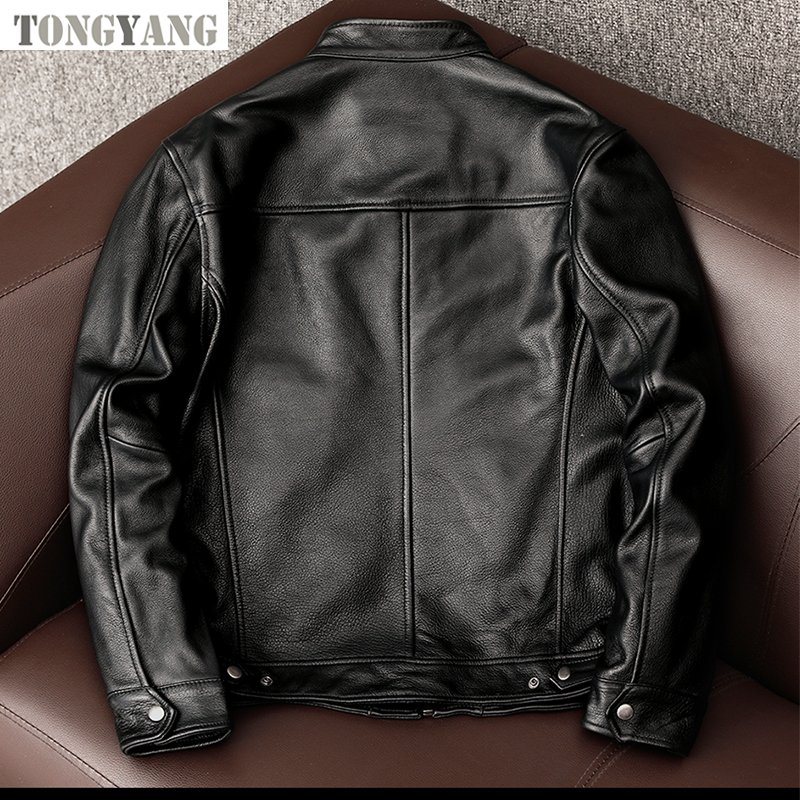 TONGYANG Spring Natural Genuine Calf Skin Leather for Man Slim Fit Male Coat Men Real Cowhide Coat Fashion Clothing Male Clothes
