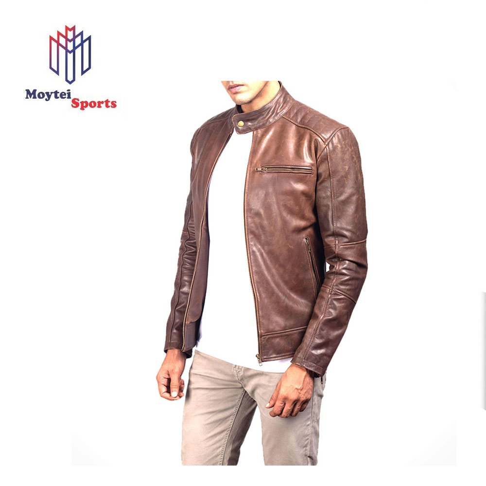 High Custom Men's Leather Jacket Wholesale Fashion Design Crew Neck Fur Plus Size Comfortable Warm Autumn Outdoor Motorcycle