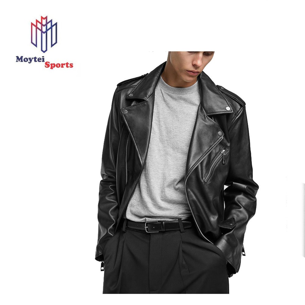 High Custom Men's Leather Jacket Wholesale Fashion Design Crew Neck Fur Plus Size Comfortable Warm Autumn Outdoor Motorcycle