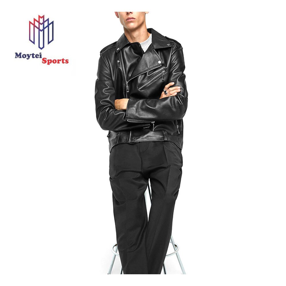 High Custom Men's Leather Jacket Wholesale Fashion Design Crew Neck Fur Plus Size Comfortable Warm Autumn Outdoor Motorcycle