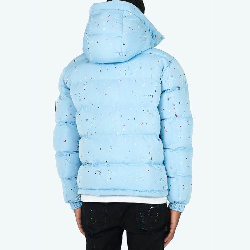 High Quality Down Coat Paint Logo Winter outdoor jackets Manufacturer Bubble Print Custom Men Puffer Jacket