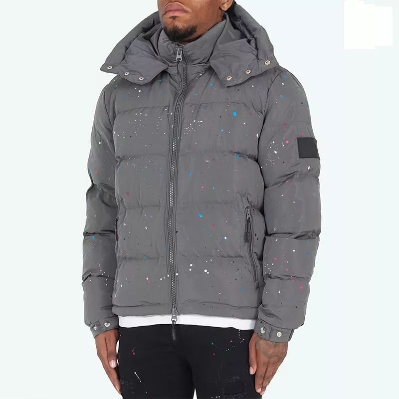 High Quality Down Coat Paint Logo Winter outdoor jackets Manufacturer Bubble Print Custom Men Puffer Jacket